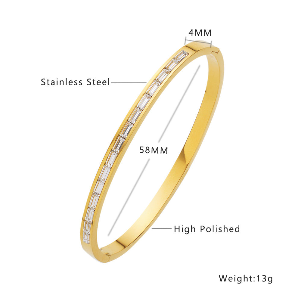 Wholesale Retro Fashion Zircon Gold Titanium Steel Bracelet